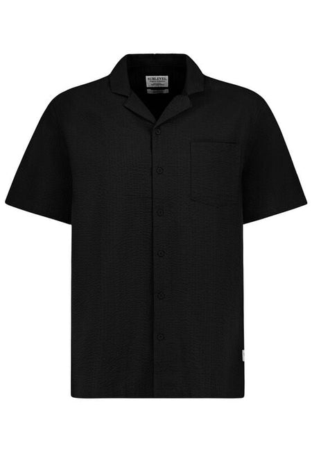 Chemise manches courtes  de Authentic Style - SEERSUCKER RESORT SHIRT - S à XXL - pour Homme - noir - Authentic Style