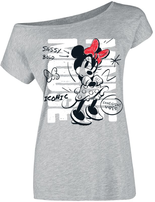 T-Shirt Manches courtes Disney de Mickey & Minnie Mouse - Minnie Mouse - S à XXL - pour Femme - gris - Mickey & Minnie Mouse