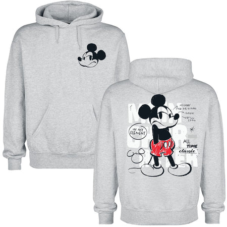 Sweat-shirt à capuche Disney de Mickey & Minnie Mouse - Mickey Mouse - S à XXL - pour Homme - gris chiné - Mickey & Minnie Mouse
