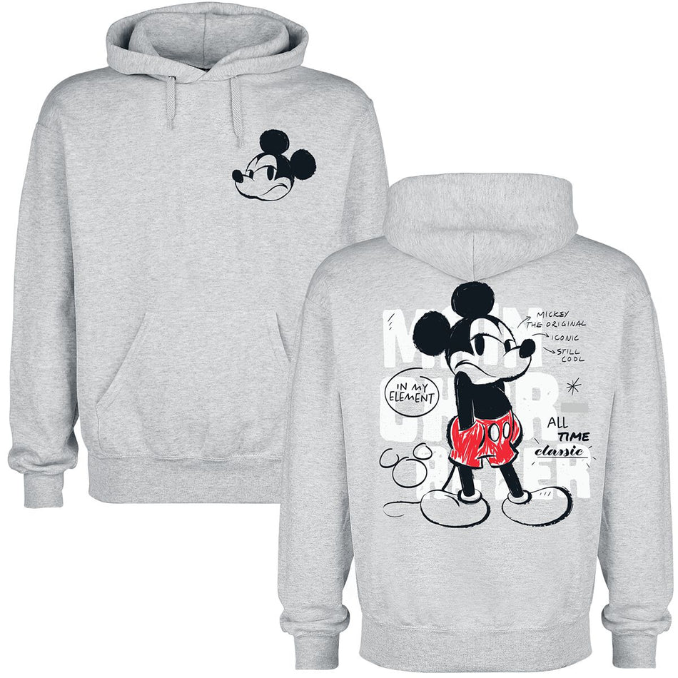 Sweat-shirt à capuche Disney de Mickey & Minnie Mouse - Mickey Mouse - S à XXL - pour Homme - gris chiné - Mickey & Minnie Mouse