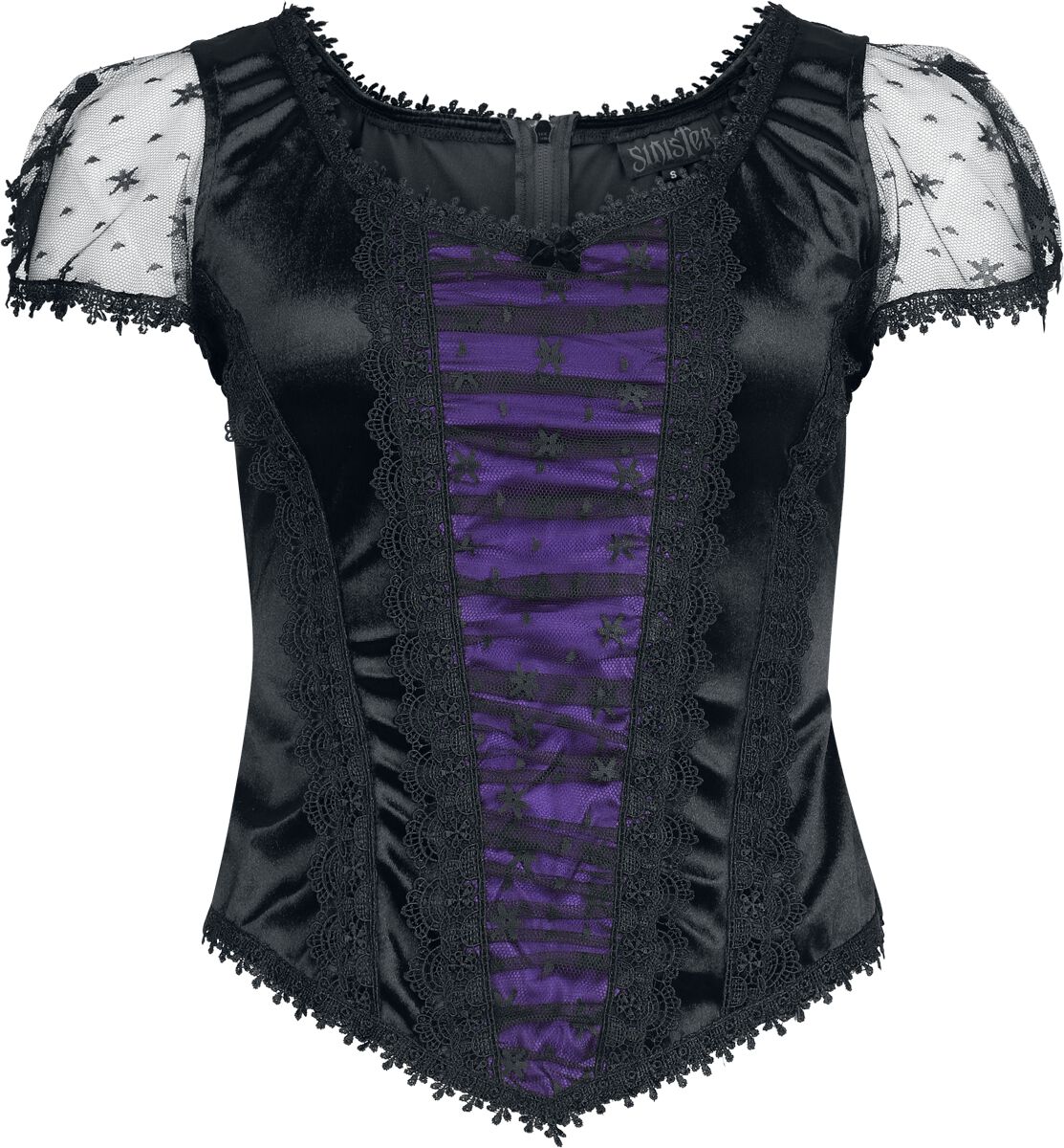 Top Gothic de Sinister Gothic - Top De Style Gothique - XS à XXL - pour Femme - noir/lilas - Sinister Gothic