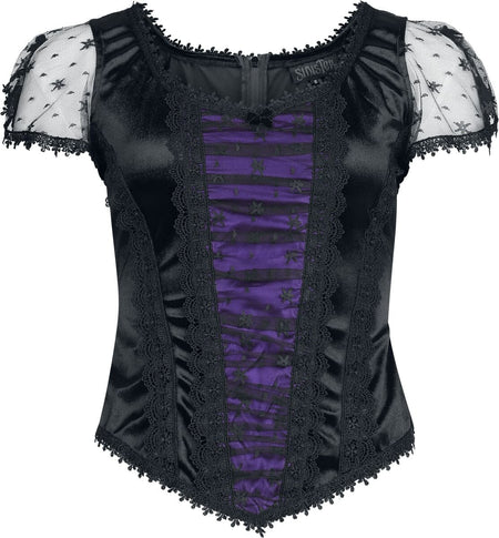 Top Gothic de Sinister Gothic - Top De Style Gothique - XS à XXL - pour Femme - noir/lilas - Sinister Gothic