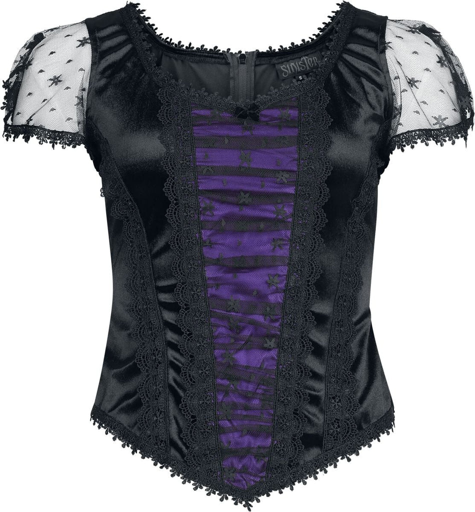 Top Gothic de Sinister Gothic - Top De Style Gothique - XS à XXL - pour Femme - noir/lilas - Sinister Gothic