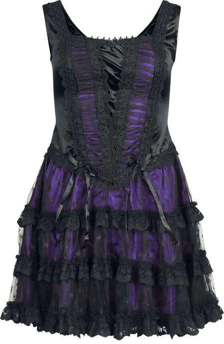 Robe courte Gothic de Sinister Gothic - Robe Gothique - XS à XXL - pour Femme - noir/lilas - Sinister Gothic