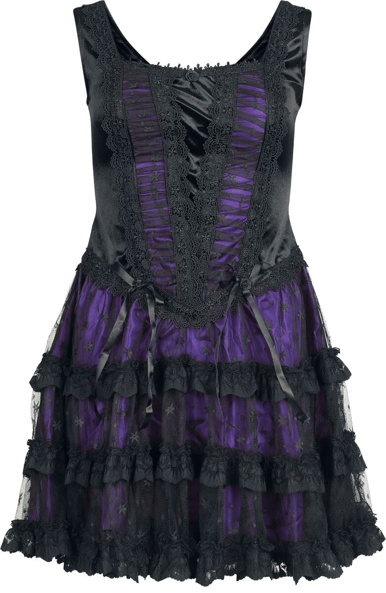 Robe courte Gothic de Sinister Gothic - Robe Gothique - XS à XXL - pour Femme - noir/lilas - Sinister Gothic
