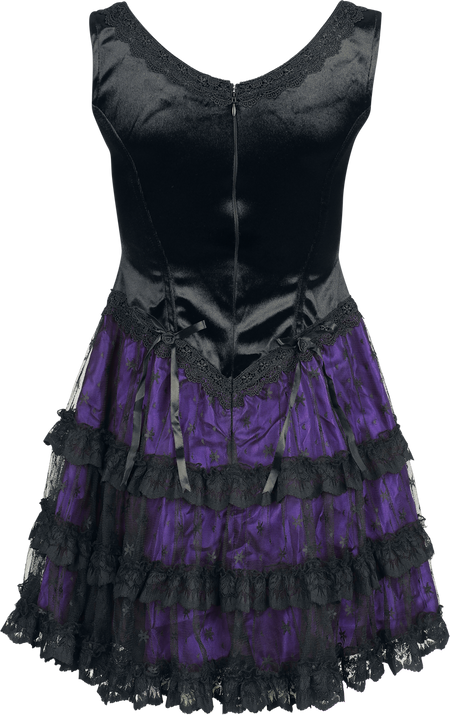 Robe courte Gothic de Sinister Gothic - Robe Gothique - XS à XXL - pour Femme - noir/lilas - Sinister Gothic - View 2