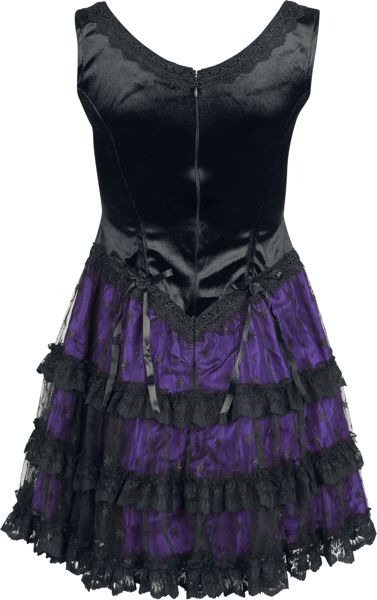 Robe courte Gothic de Sinister Gothic - Robe Gothique - XS à XXL - pour Femme - noir/lilas - Sinister Gothic - View 2
