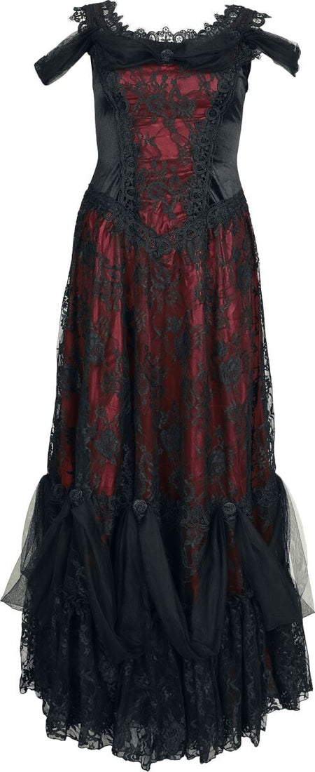 Robe longue Gothic de Sinister Gothic - Robe Gothique - S à XXL - pour Femme - noir/rouge - Sinister Gothic