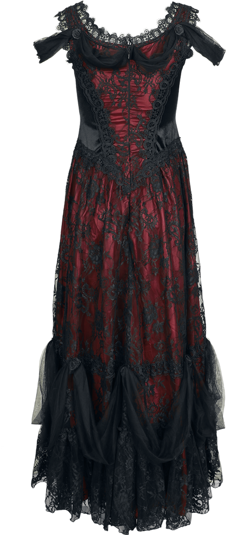Robe longue Gothic de Sinister Gothic - Robe Gothique - S à XXL - pour Femme - noir/rouge - Sinister Gothic - View 2