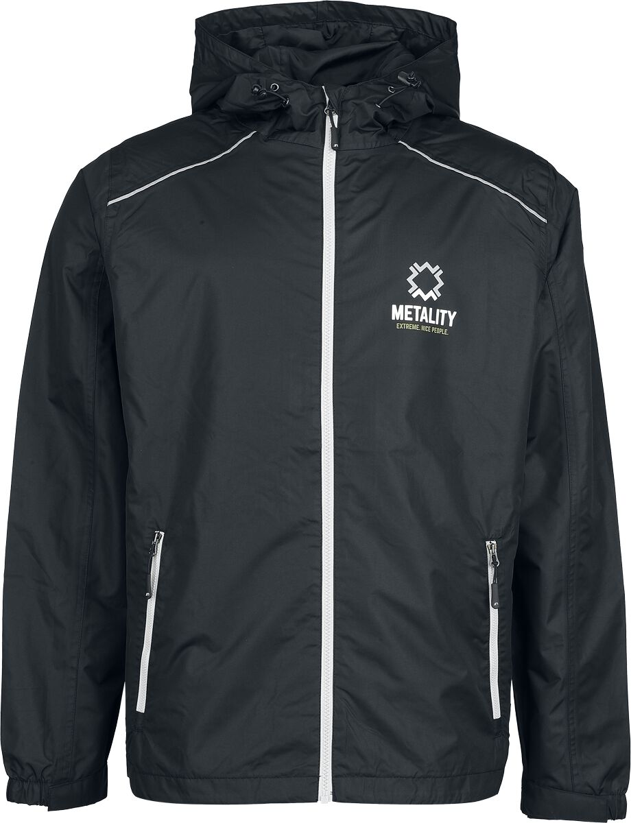 Sweat-shirt zippé à capuche  de Metality - Herren Rain Jacket - S à XXL - pour Homme - noir/argent - Metality
