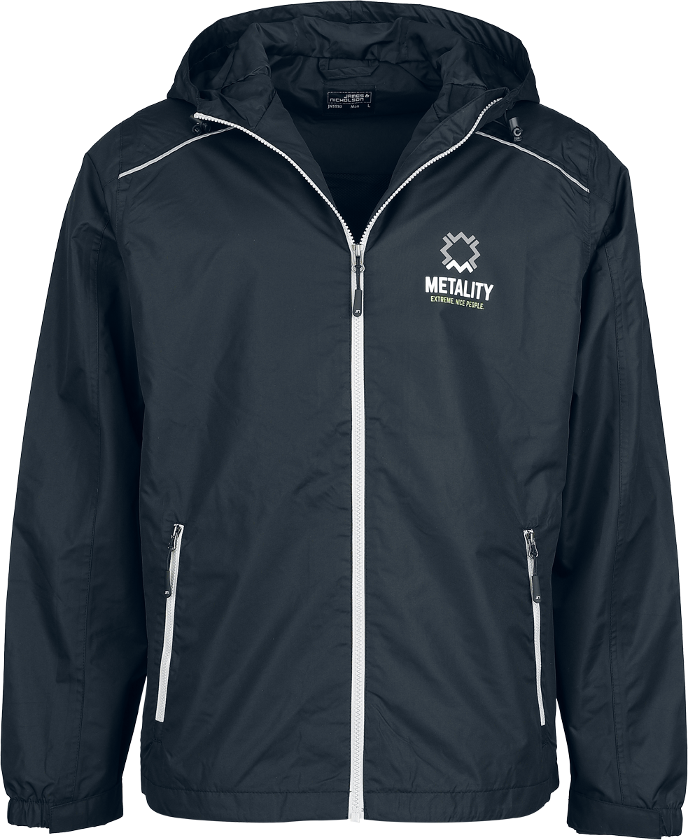 Sweat-shirt zippé à capuche  de Metality - Herren Rain Jacket - S à XXL - pour Homme - noir/argent - Metality - View 2