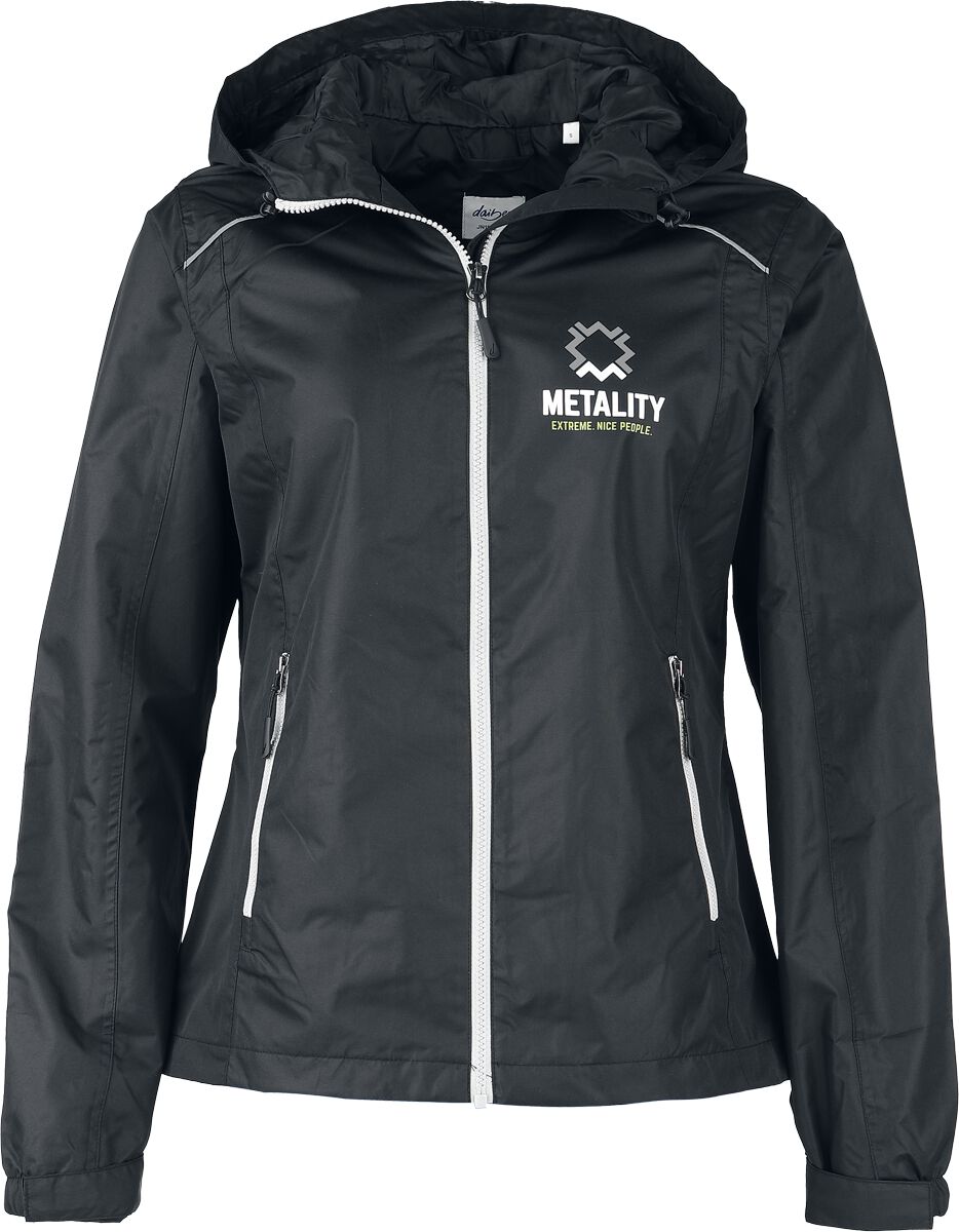 Sweat-shirt zippé à capuche  de Metality - Damen Rain Jacket - S à XXL - pour Femme - noir/argent - Metality