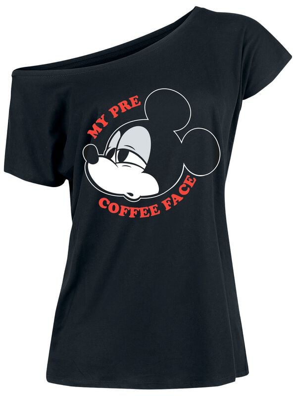 T-Shirt Manches courtes Disney de Mickey & Minnie Mouse - My Pre Coffee Face - S à M - pour Femme - noir - Mickey & Minnie Mouse