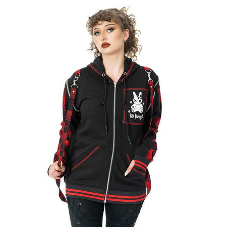 Sweat-shirt zippé à capuche Gothic de Luv Bunny - Cursed Bunny - Sweat à Capuche - XS à 3XL - pour Femme - noir/rouge - Luv Bunny