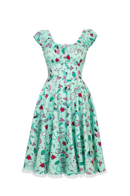 Robe mi-longue Rockabilly de Hell Bunny - Kellie Dress - XS à XXL - pour Femme - menthe - hell bunny