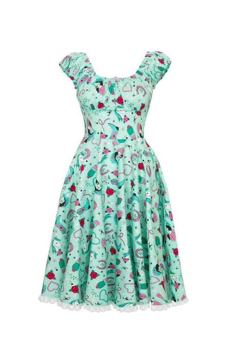 Robe mi-longue Rockabilly de Hell Bunny - Kellie Dress - XS à XXL - pour Femme - menthe - hell bunny