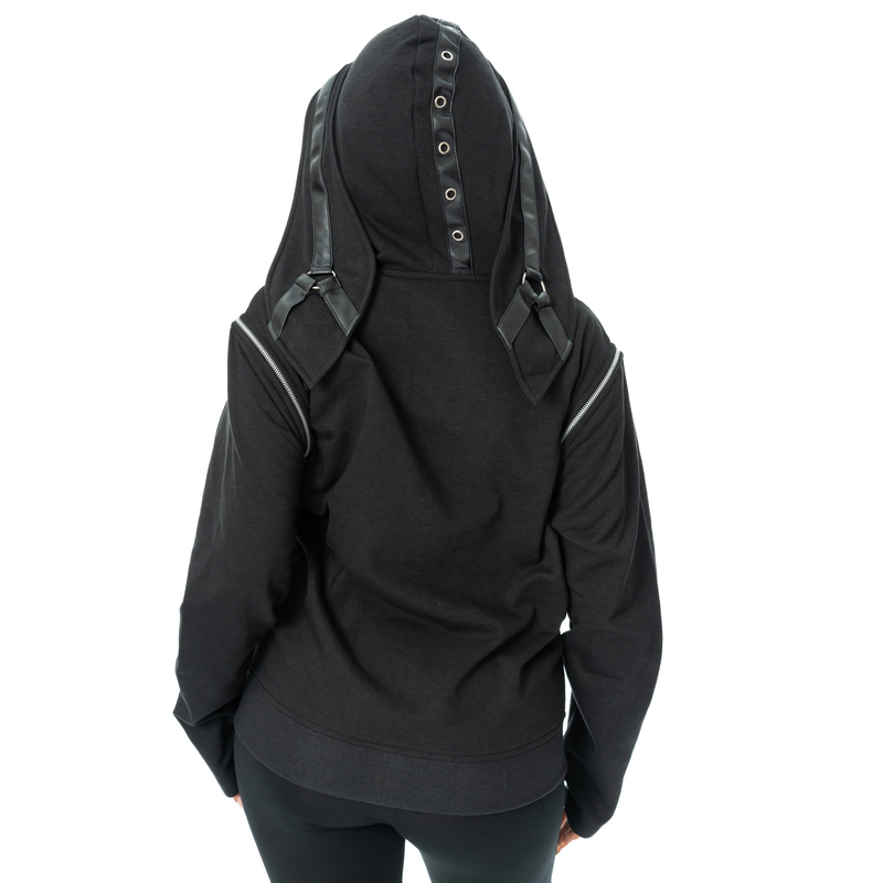 Sweat-shirt zippé à capuche Gothic de Cupcake Cult - Grim Bunny - Veste à Capuche - XS à 4XL - pour Femme - noir/rouge - Cupcake Cult - View 2