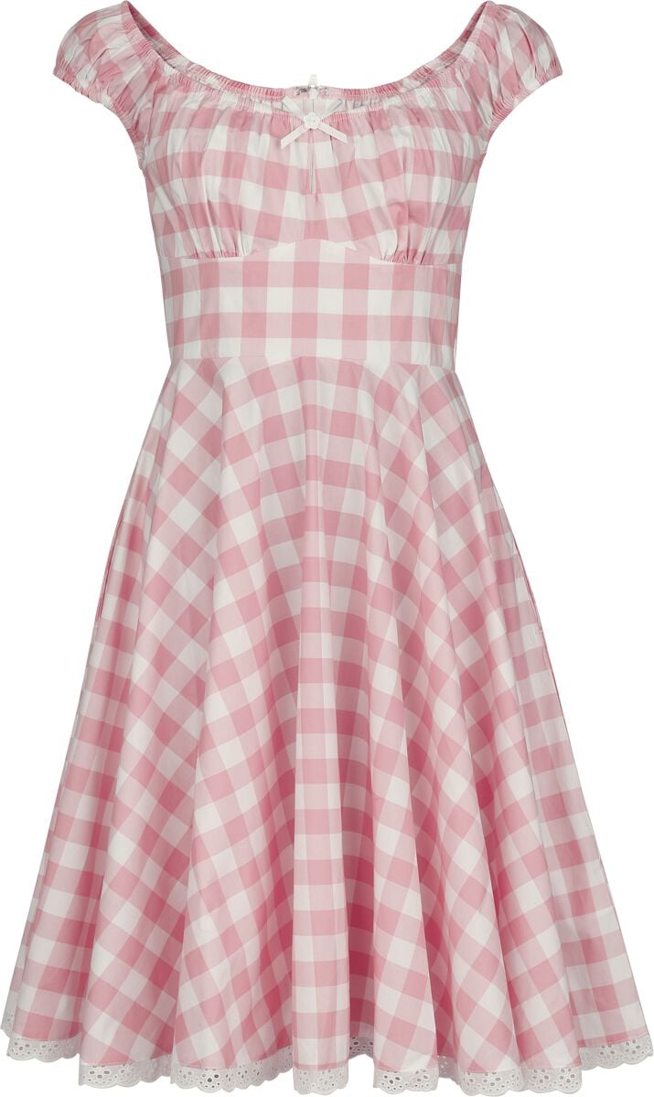 Robe mi-longue Rockabilly de Hell Bunny - Cindy - Robe - XS à L - pour Femme - rose/blanc - hell bunny