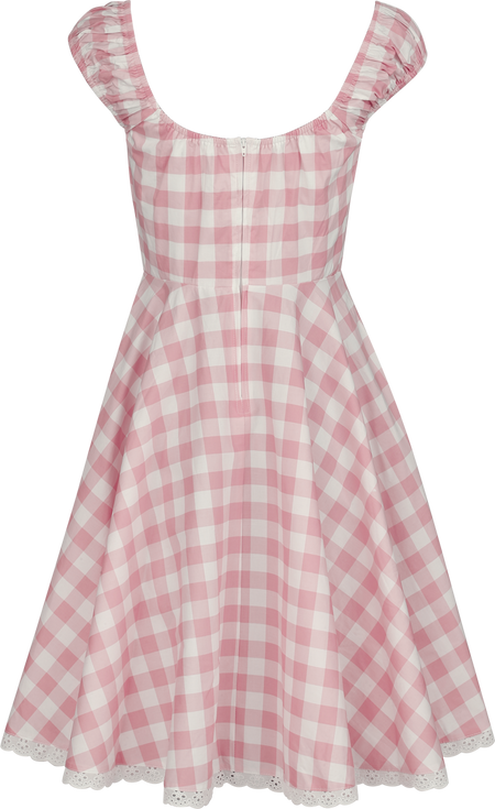 Robe mi-longue Rockabilly de Hell Bunny - Cindy - Robe - XS à L - pour Femme - rose/blanc - hell bunny - View 2