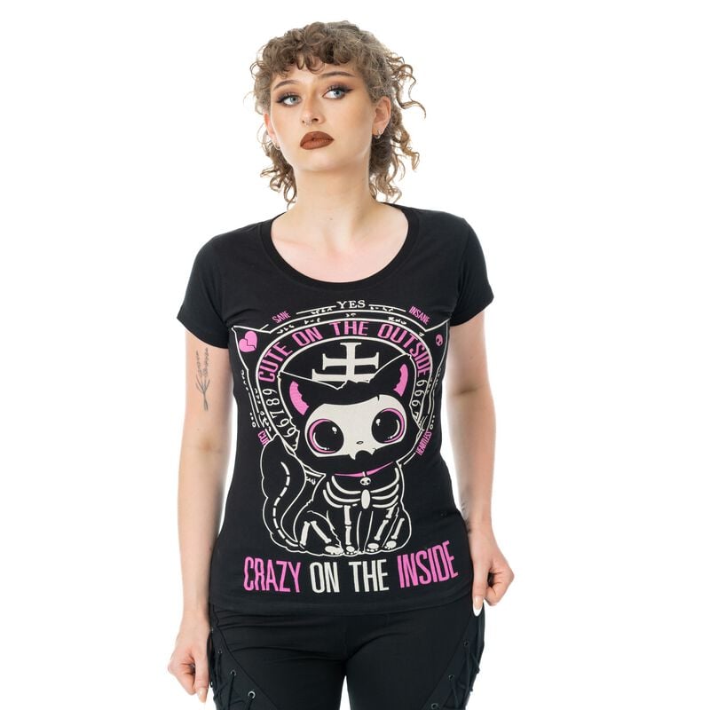 T-Shirt Manches courtes Gothic de Cupcake Cult - Cute On the Outside - XS à XXL - pour Femme - noir - Cupcake Cult
