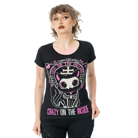 T-Shirt Manches courtes Gothic de Cupcake Cult - Cute On the Outside - XS à XXL - pour Femme - noir - Cupcake Cult