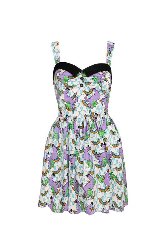 Robe courte Rockabilly de Hell Bunny - Unicorn Dress - XS à XXL - pour Femme - blanc/violet - hell bunny