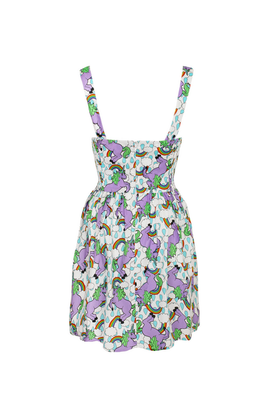 Robe courte Rockabilly de Hell Bunny - Unicorn Dress - XS à XXL - pour Femme - blanc/violet - hell bunny - View 2