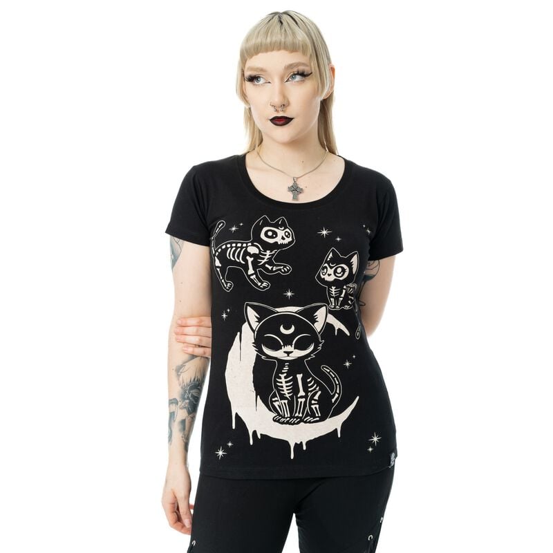 T-Shirt Manches courtes Gothic de Cupcake Cult - Moonlight - XS à 4XL - pour Femme - noir - Cupcake Cult