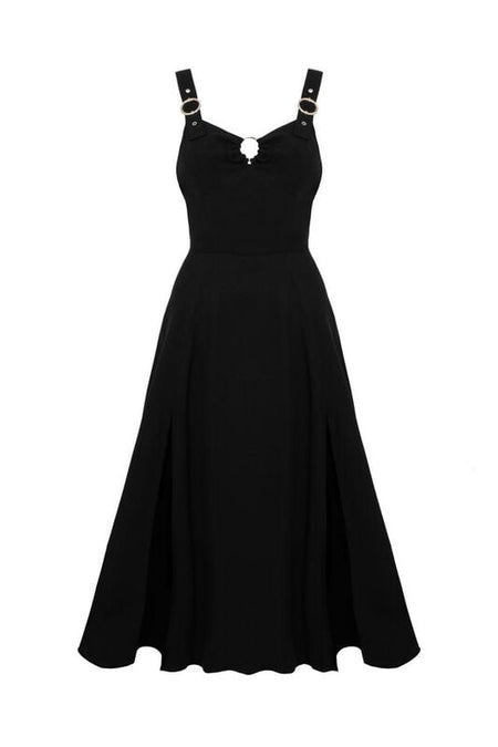 Robe mi-longue Rockabilly de Hell Bunny - Morgana Dress - XS à 4XL - pour Femme - noir - hell bunny