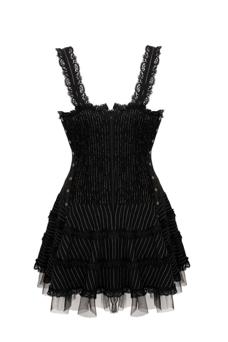 Robe courte Gothic de Hell Bunny - Harley Pinstripe Dress - XS à XXL - pour Femme - noir - hell bunny - View 2