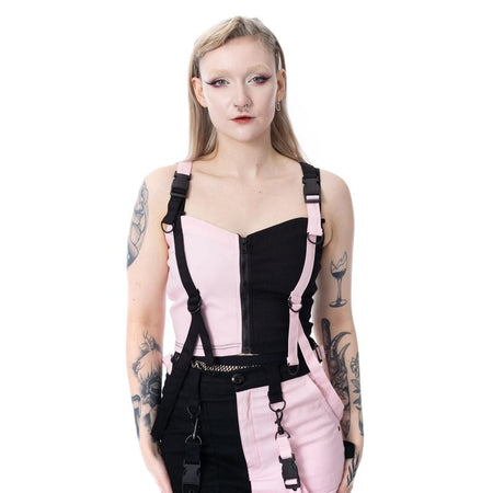 Top Gothic de Chemical Black - Veil and Void - Haut - XS à XXL - pour Femme - noir/rose - Chemical Black