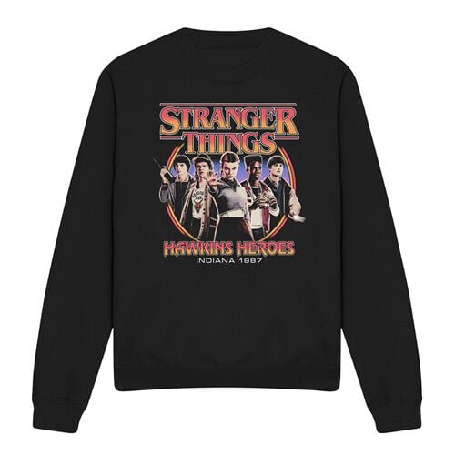 Sweat-shirt  de Stranger Things - Season 5 - Hawkins Heroes Group 1987 - S à XXL - pour Homme - noir - Stranger Things