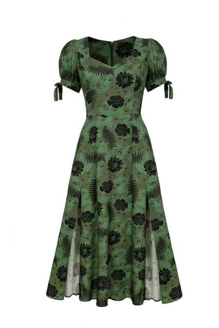 Robe mi-longue  de Hell Bunny - Georgia Dress - XS à L - pour Femme - vert - hell bunny