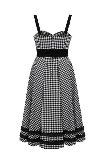 Robe mi-longue Rockabilly de Hell Bunny - Mel Dress - XS à 4XL - pour Femme - noir/blanc - hell bunny - View 2