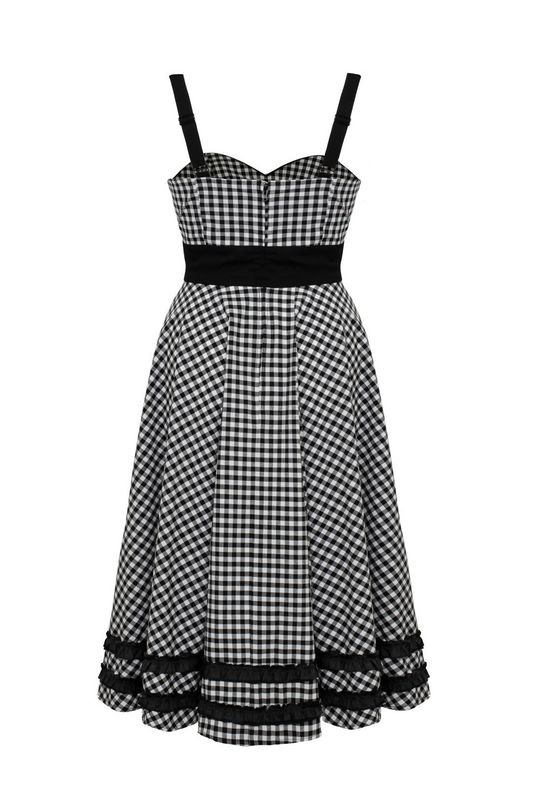 Robe mi-longue Rockabilly de Hell Bunny - Mel Dress - XS à 4XL - pour Femme - noir/blanc - hell bunny - View 2