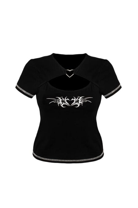 T-Shirt Manches courtes Rockabilly de Hell Bunny - Auri Top - XS à XXL - pour Femme - noir - hell bunny