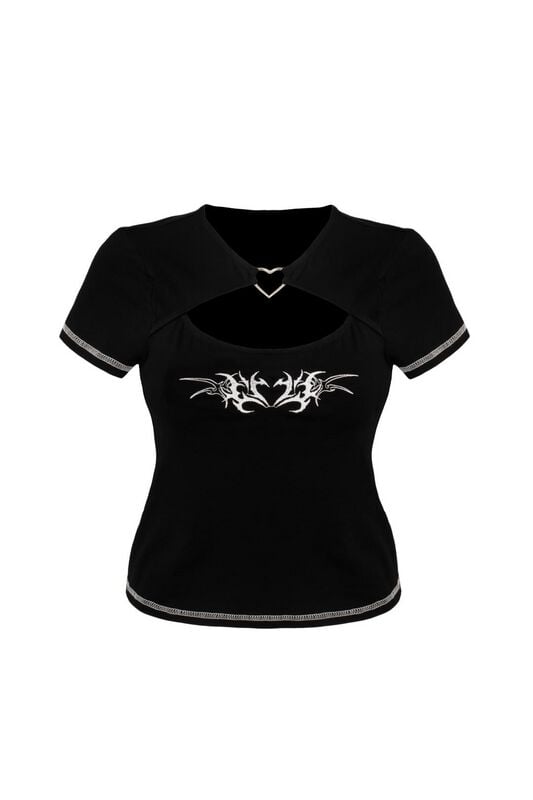 T-Shirt Manches courtes Rockabilly de Hell Bunny - Auri Top - XS à XXL - pour Femme - noir - hell bunny