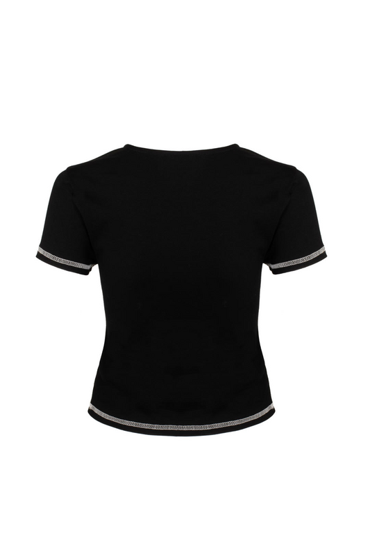 T-Shirt Manches courtes Rockabilly de Hell Bunny - Auri Top - XS à XXL - pour Femme - noir - hell bunny - View 2