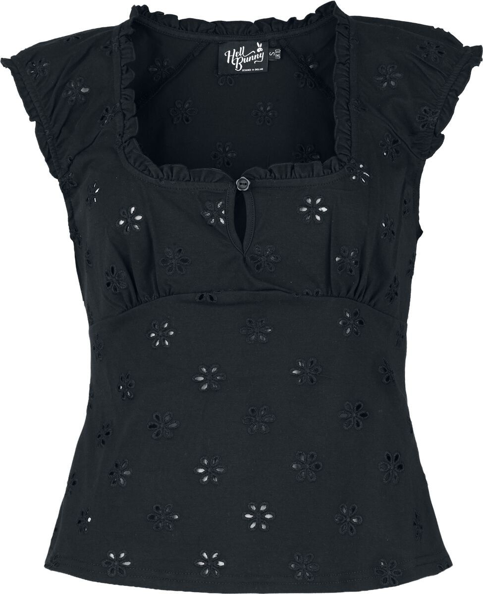 T-Shirt Manches courtes Rockabilly de Hell Bunny - Sammy Jo Top - S à L - pour Femme - noir - hell bunny