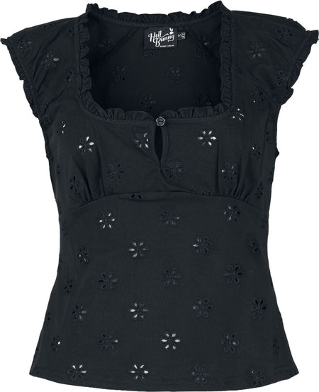 T-Shirt Manches courtes Rockabilly de Hell Bunny - Sammy Jo Top - S à L - pour Femme - noir - hell bunny