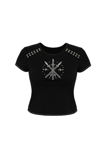 T-Shirt Manches courtes Rockabilly de Hell Bunny - Clarimond Top - XS à XL - pour Femme - noir - hell bunny