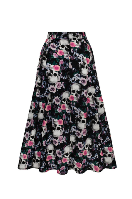 Jupe mi-longue Rockabilly de Hell Bunny - Dorian Skirt - XS à 4XL - pour Femme - noir - hell bunny - View 2
