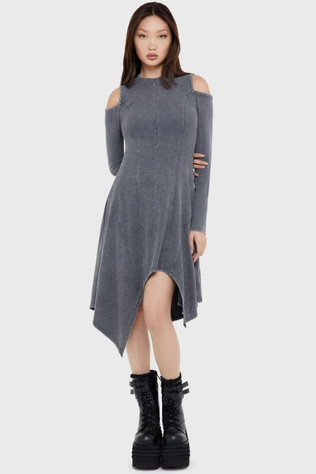 Robe mi-longue Gothic de KIHILIST by KILLSTAR - Cinderstorm Dress - S à 4XL - pour Femme - gris - KIHILIST by KILLSTAR