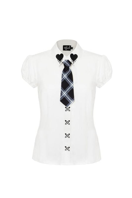 Chemisier Rockabilly de Hell Bunny - Cornell Blouse - XS à XXL - pour Femme - blanc - hell bunny