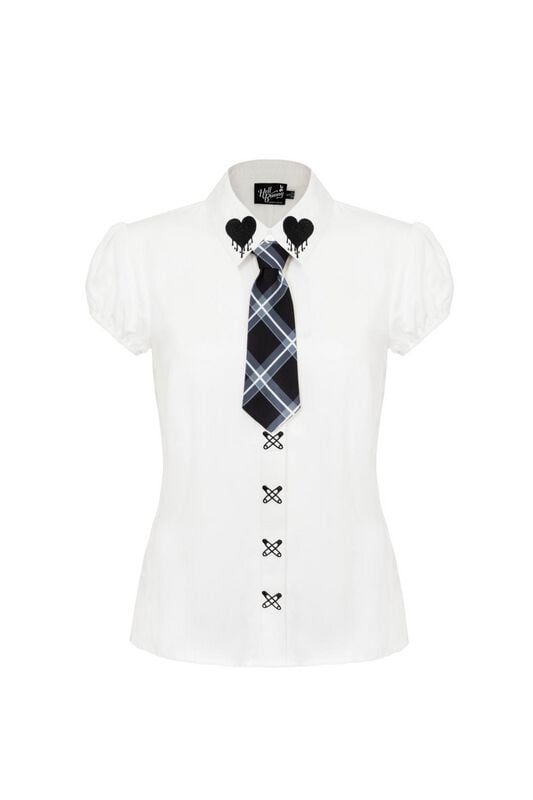 Chemisier Rockabilly de Hell Bunny - Cornell Blouse - XS à XXL - pour Femme - blanc - hell bunny