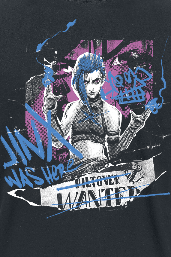T-Shirt Manches courtes Gaming de League of Legends - Arcane - Arcane - Jinx was here - S à XXL - pour Homme - noir - League Of Legends - View 2