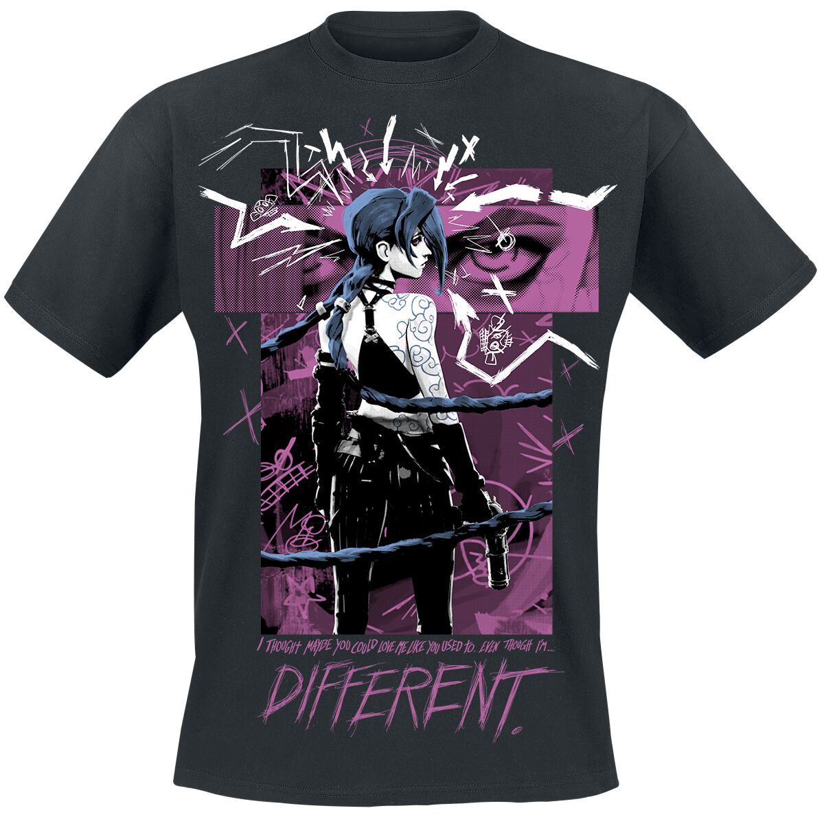 T-Shirt Manches courtes Gaming de League of Legends - Arcane - Arcane – Même si je suis… différent·e - S à XXL - pour Unisexe - noir - League Of Legends