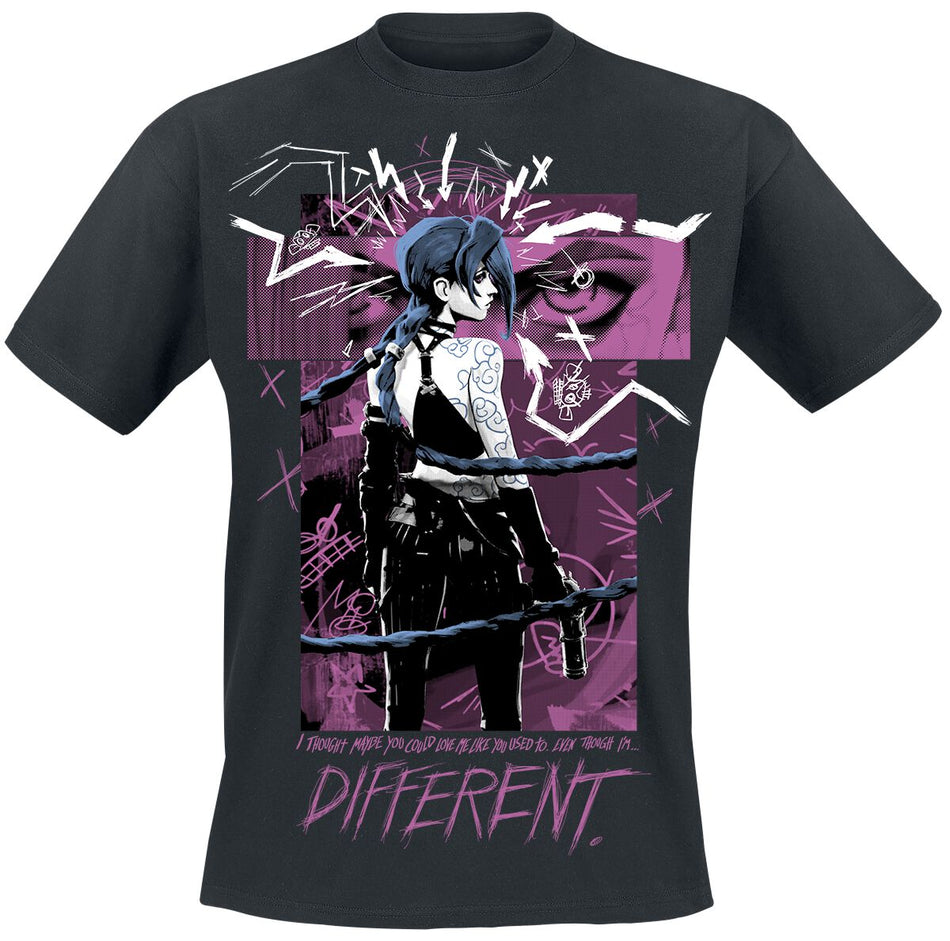 T-Shirt Manches courtes Gaming de League of Legends - Arcane - Arcane – Même si je suis… différent·e - S à XXL - pour Unisexe - noir - League Of Legends