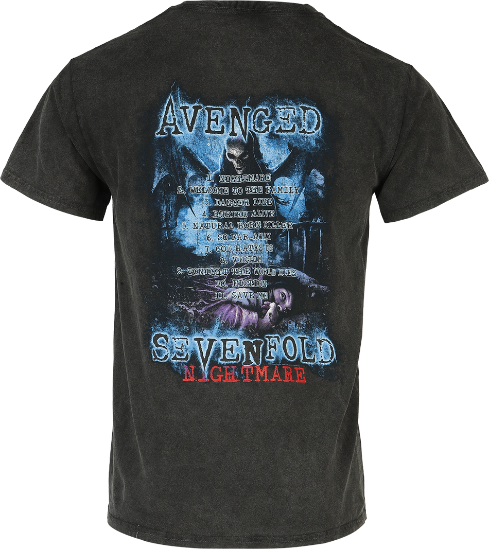 T-Shirt Manches courtes  de Avenged Sevenfold - Nightmare Tour - M à XXL - pour Homme - noir - Avenged Sevenfold - View 2