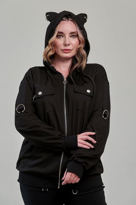 Sweat-shirt à capuche Rockabilly de Banned Alternative - NEO NOIR HOODIE - XS à 4XL - pour Femme - noir - Banned Alternative